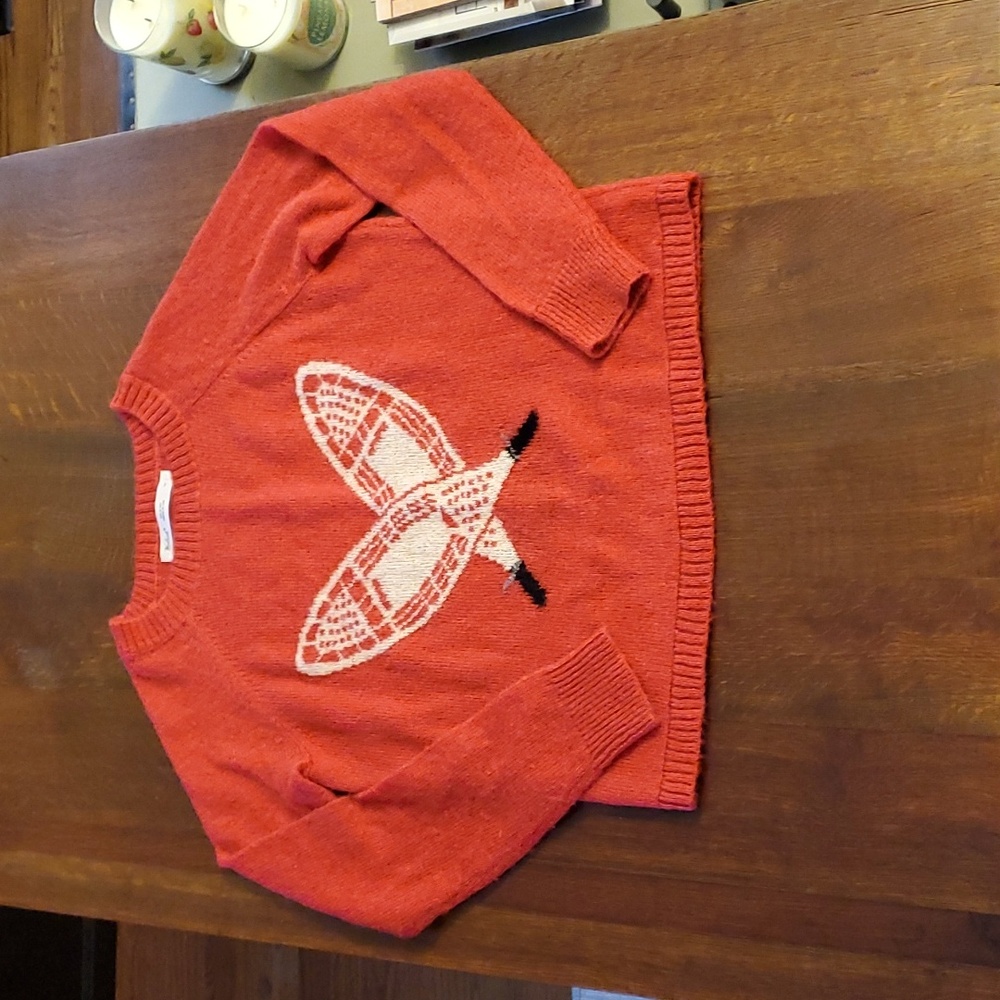 Vintage wool snowshoes intarsia sweater